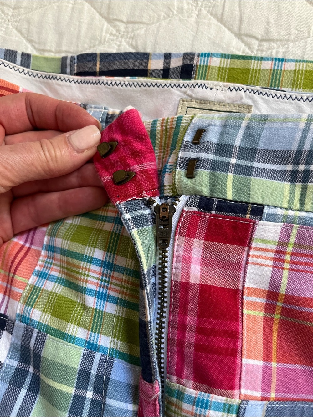 L. L. Bean Multicolor Patchwork Madras Women's Skirt - Picture 3 of 6